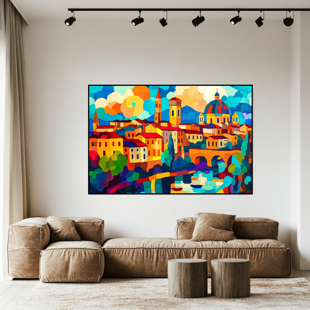 Budapest #2 Digital Canvas Print - Abstract Cityscape Wall Art 130x93cm