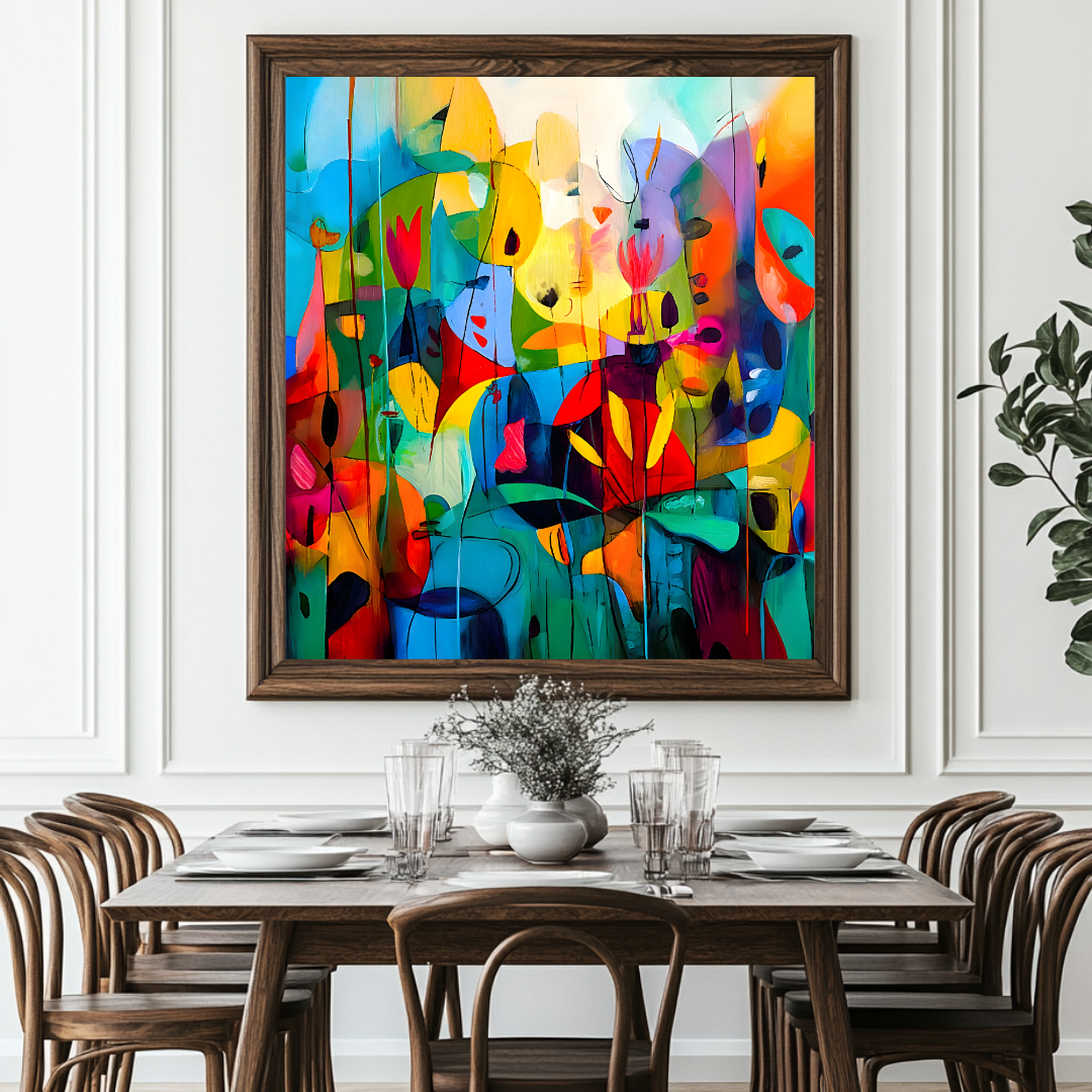 Flowers - Digital Art Canvas Print - 120x120cm