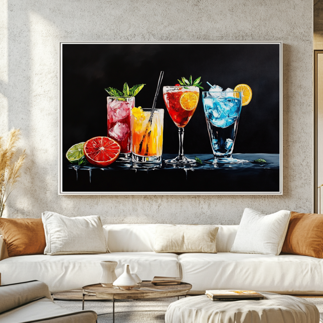 Cocktail Wall Art Canvas Print - Digital Artwork Giclée 130x77cm