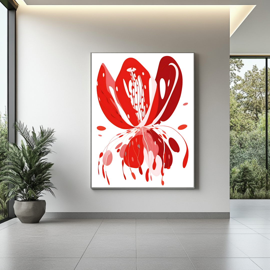 Abstract tulip canvas art print in vibrant colors, 90x120cm, by My Store, ideal for bedroom or botanical decor.
