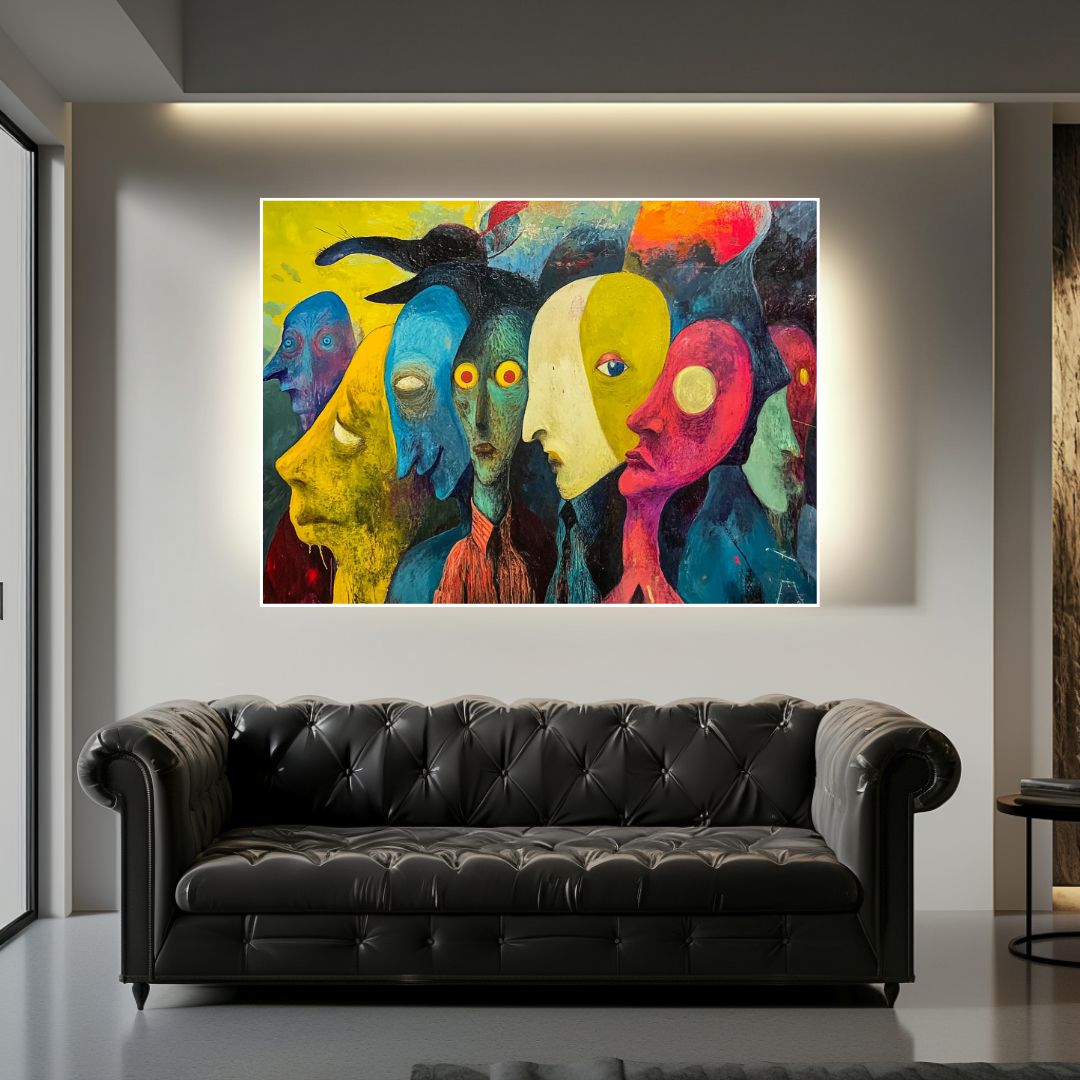 Colorful abstract art canvas print featuring dynamic shapes, 90x120cm by My Store