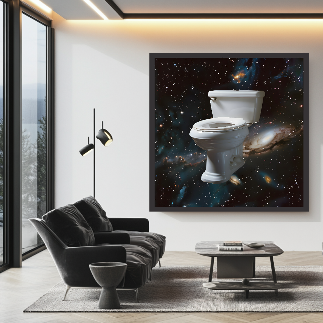 Astral Duchamp abstract canvas art print in vibrant colors, 120x120cm, by My Store for contemporary bedroom decor.