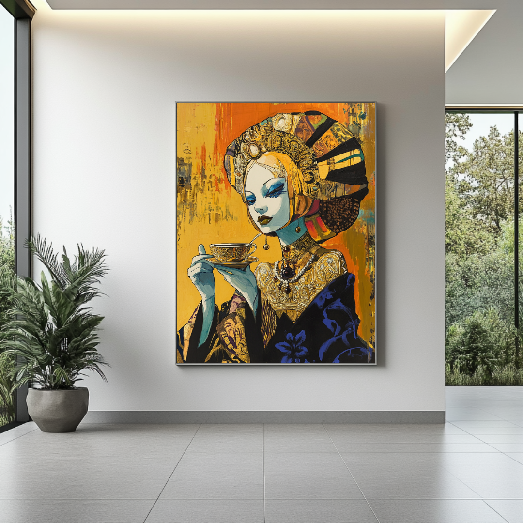 Fortune teller digital art canvas print in vibrant colors, 90x120cm, by My Store, perfect for contemporary wall decor.