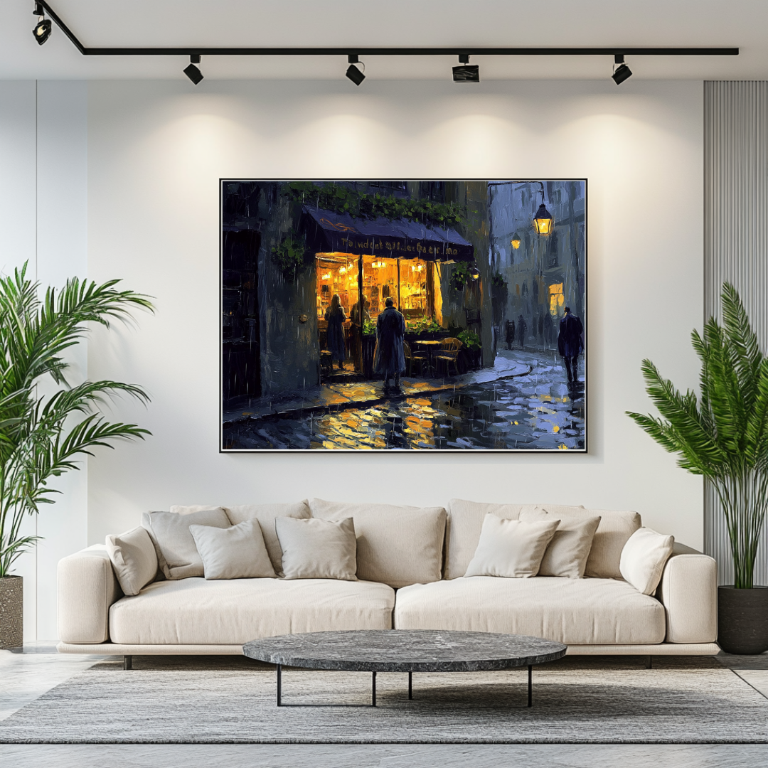 Atmospheric Paris street scene canvas art in vibrant colors, 100x130cm by My Store, perfect for bedroom decor.