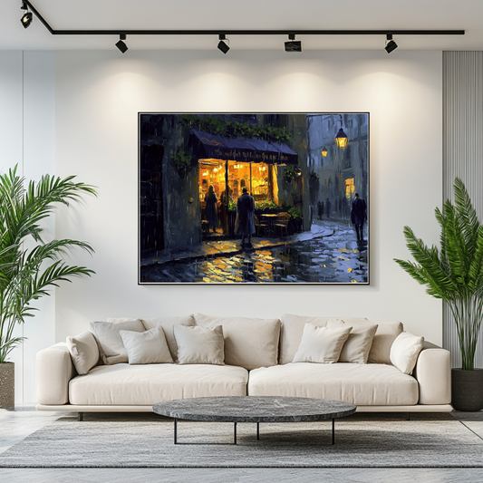Atmospheric Paris street scene canvas art in vibrant colors, 100x130cm by My Store, perfect for bedroom decor.