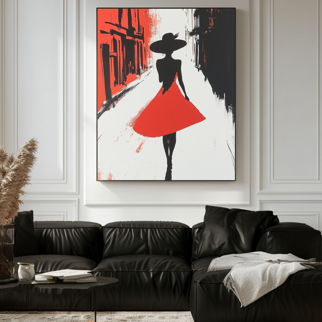 Female portrait digital art canvas print in vibrant colors, 90x120cm, by My Store, perfect for contemporary bedroom decor.