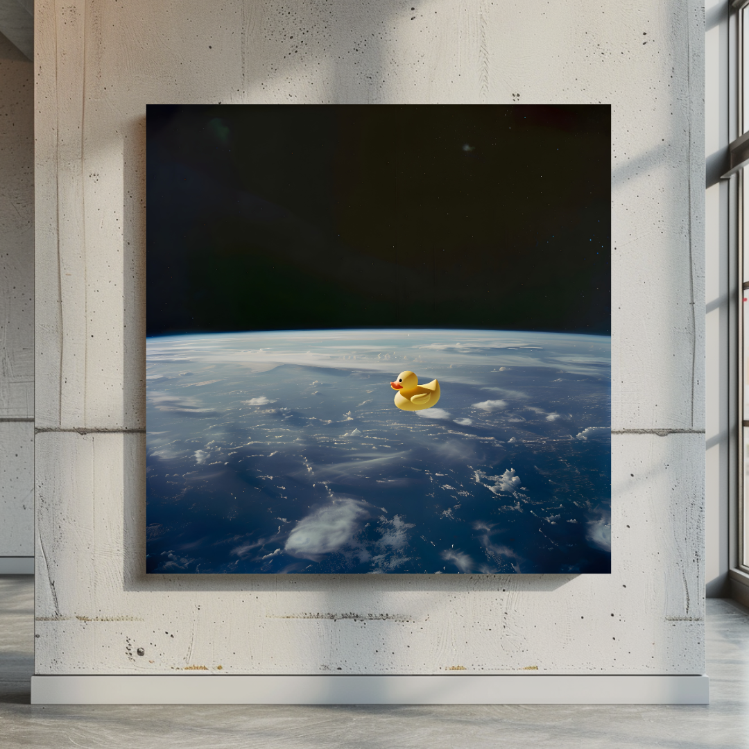 Colorful abstract digital art canvas print, 120x120cm, by My Store, featuring vibrant shapes and textures.