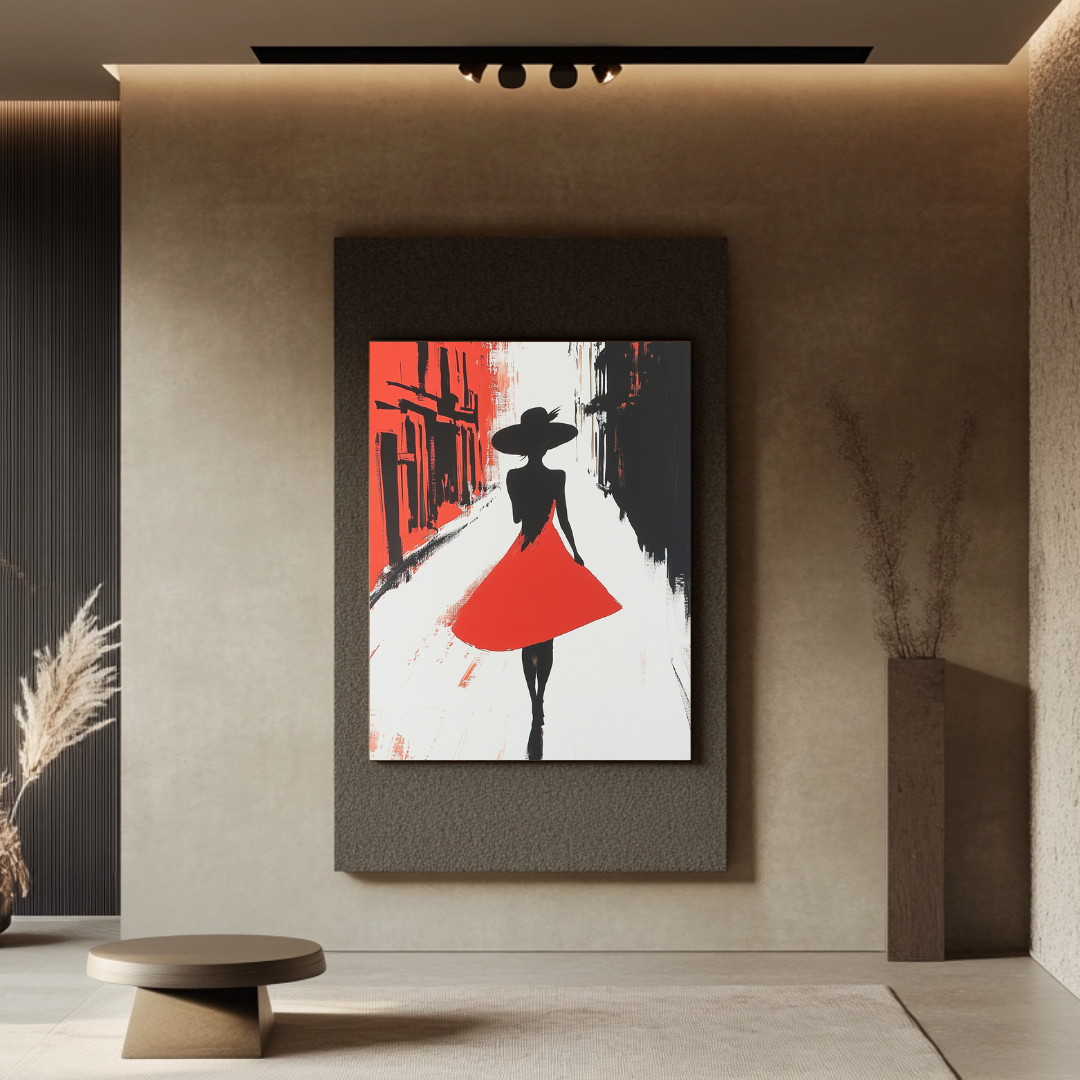 Female portrait digital art canvas print in vibrant colors, 90x120cm, by My Store, ideal for contemporary bedroom decor.