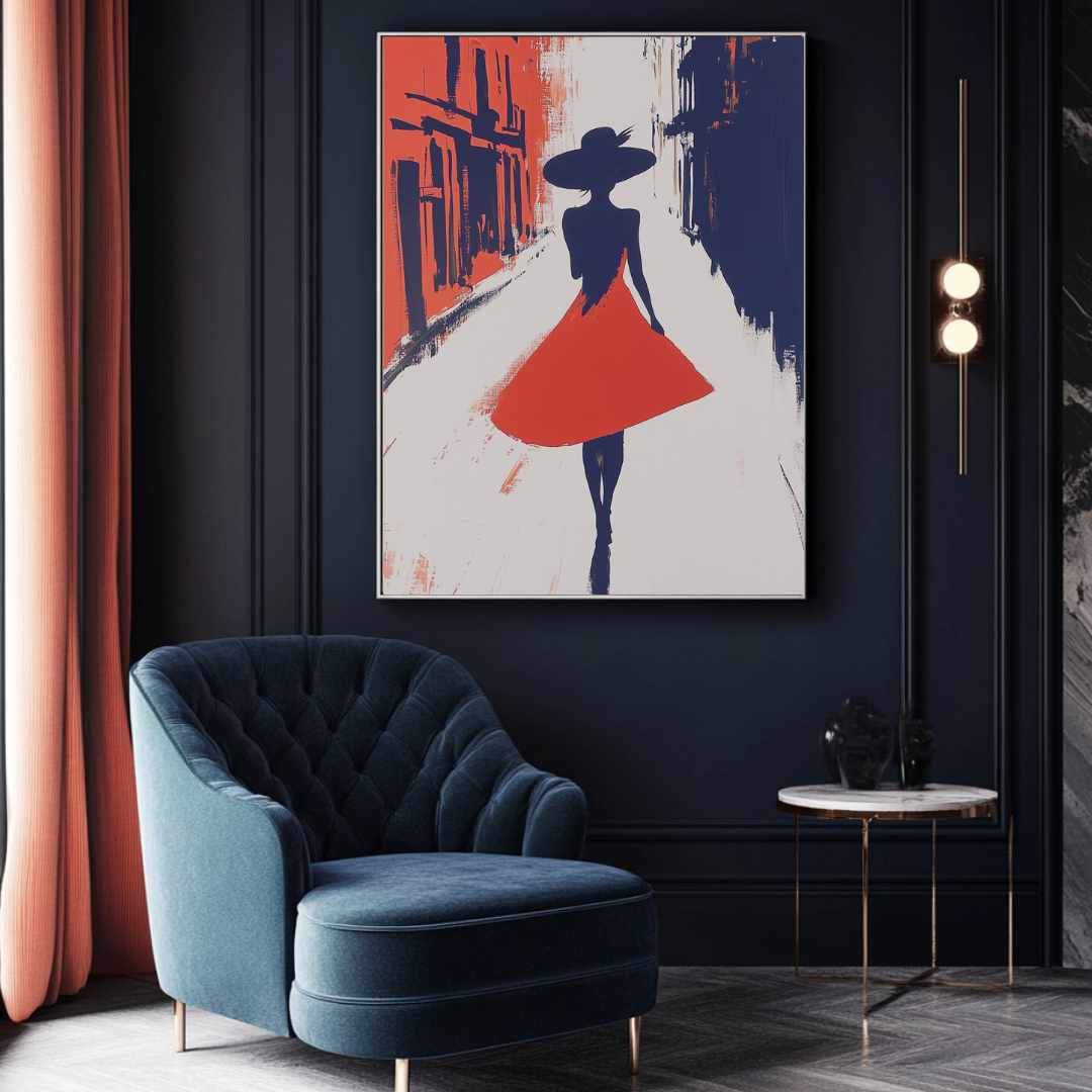Female portrait digital art canvas print in vibrant colors, 90x120cm, by My Store for contemporary wall decor.