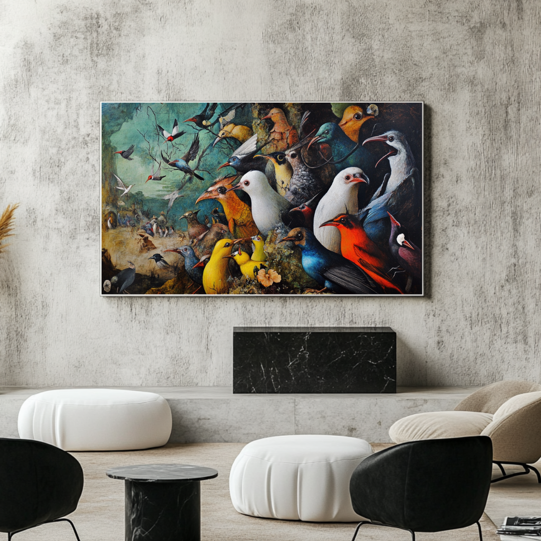 The Funeral Canvas Art Print - Bosch Inspired Surreal Wall Art