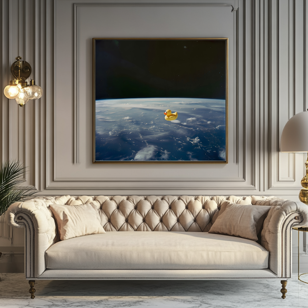 Colorful abstract digital art canvas print 120x120cm by My Store, featuring vibrant shapes and textures.