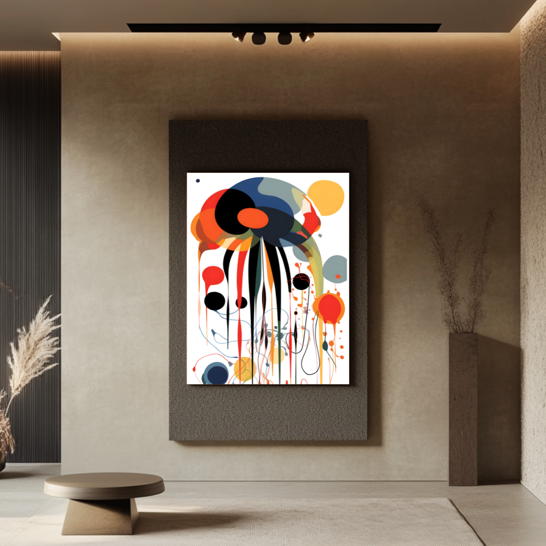 Large abstract digital print canvas art in vibrant colors, 90x120cm, by My Store, ideal for bedroom decor.