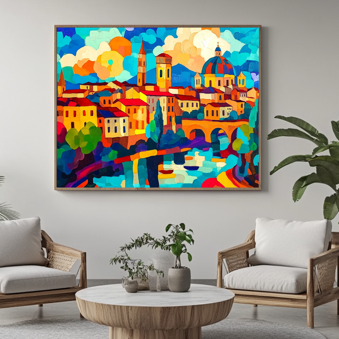 Budapest #2 Digital Canvas Print - Abstract Cityscape Wall Art 130x93cm