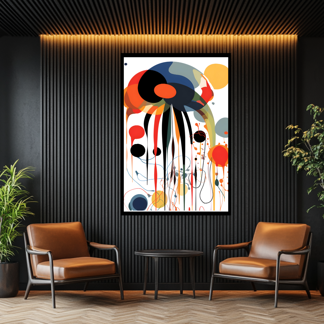 Large abstract digital print in vibrant colors, 90x120cm canvas art by My Store for modern bedroom decor.