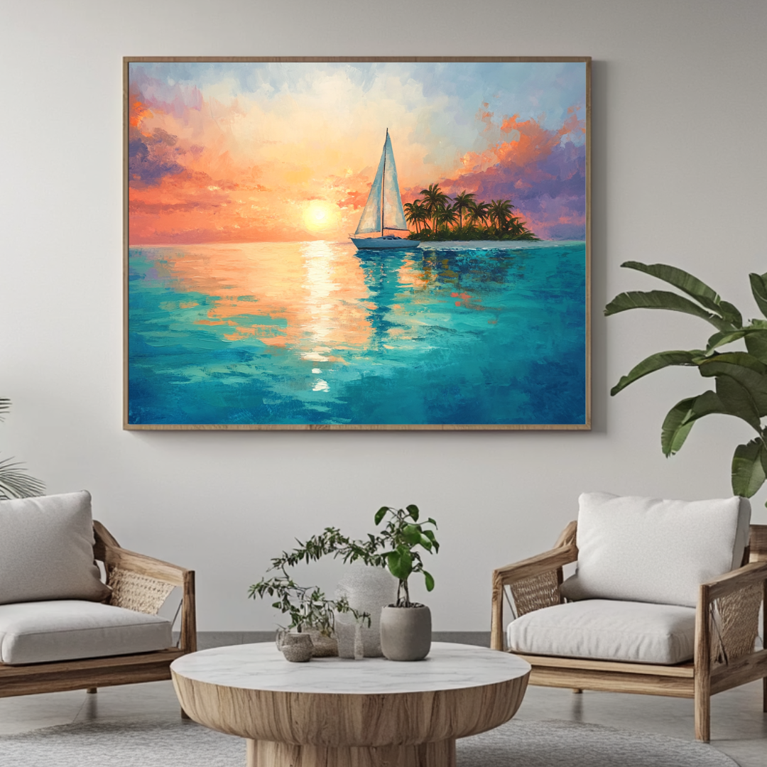 Caribbean Sails Canvas Art Print - Nautical Wall Decor 130x93cm