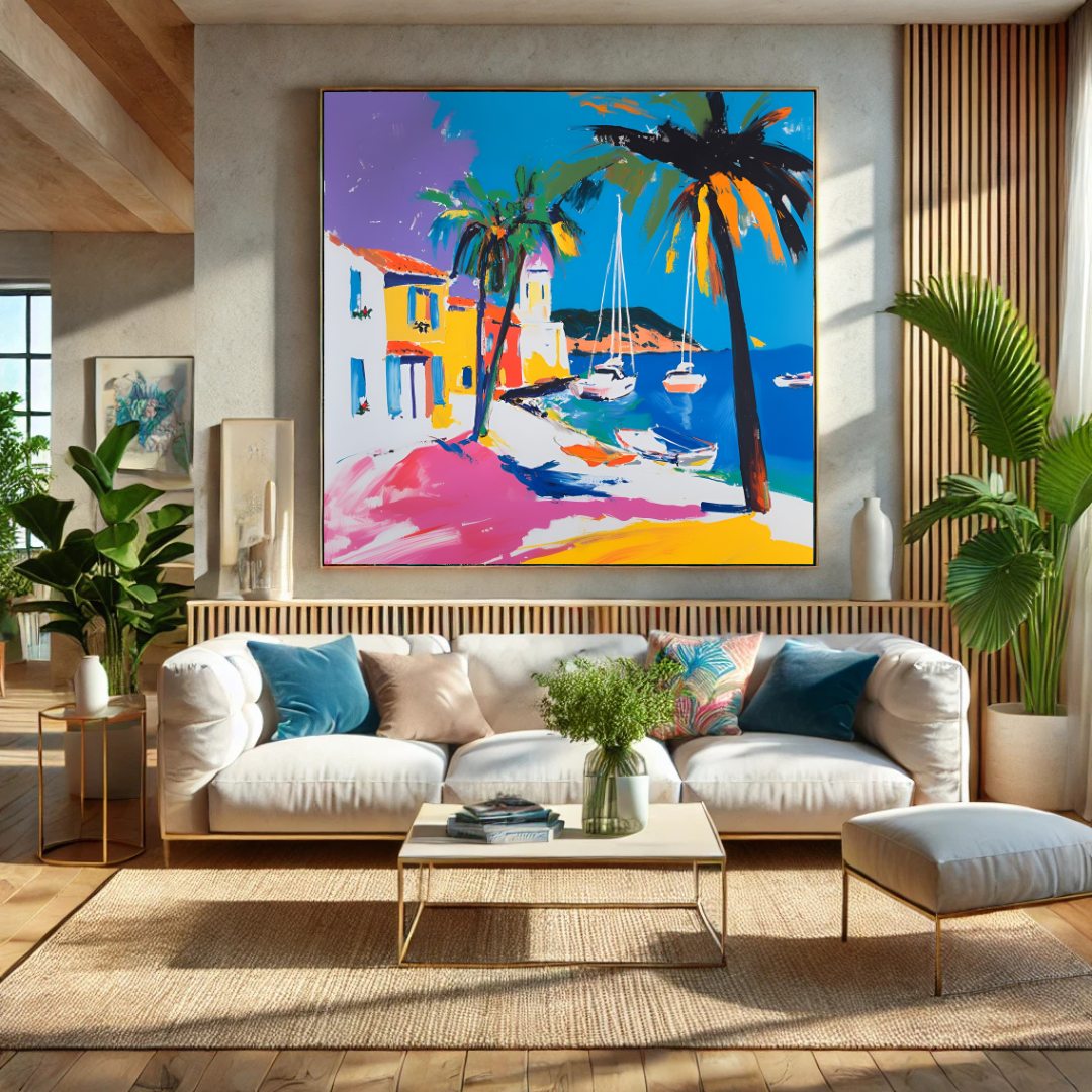Colorful coastal canvas print featuring Rio de Janeiro beach scene, 120cm by My Store