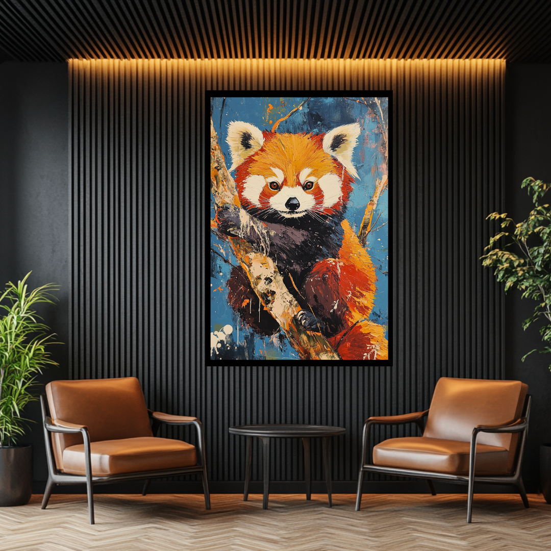 Red panda canvas print in vibrant colors, 100x130cm, by My Store, showcasing detailed wildlife art.