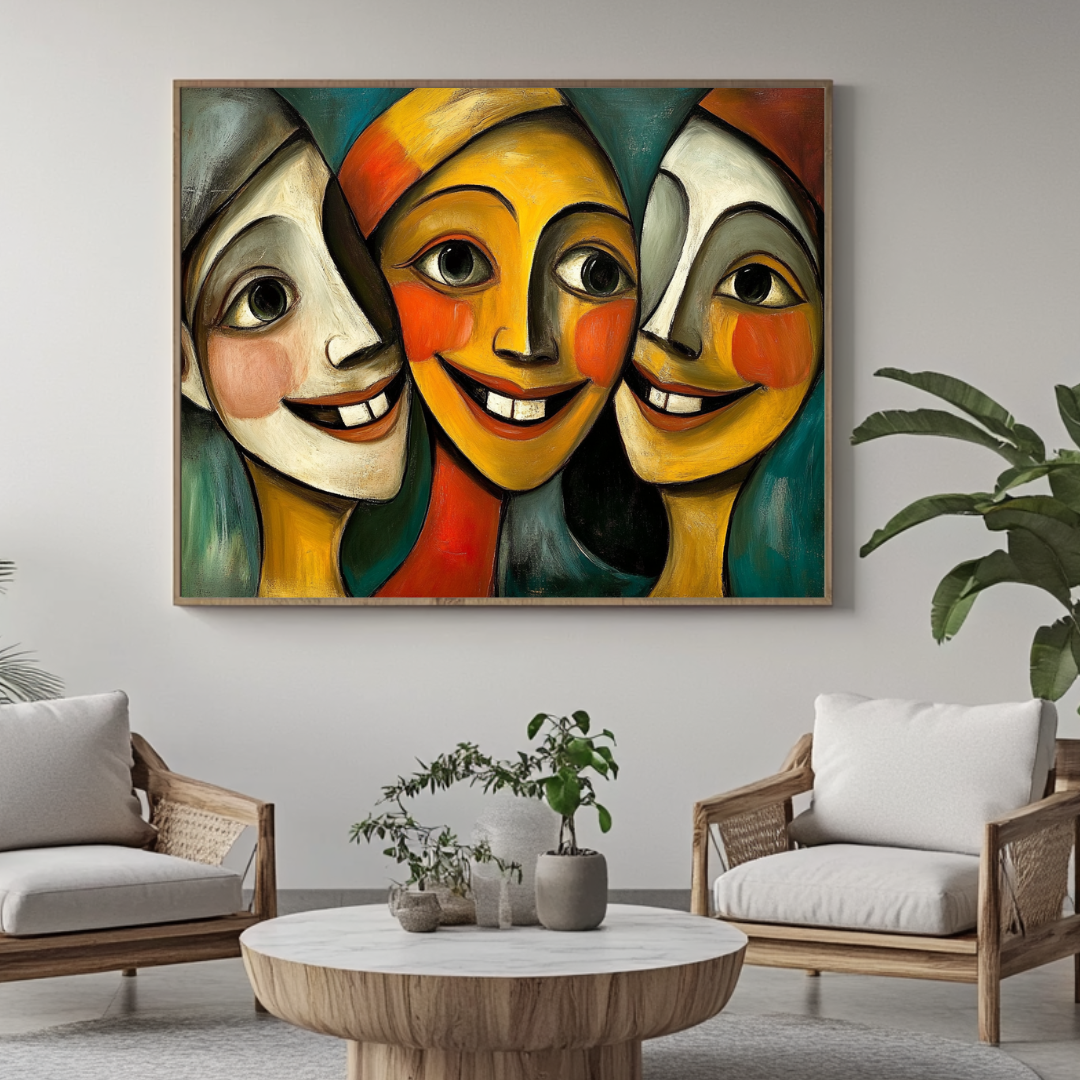 Abstract Tooth Fairy canvas print in vibrant colors, 130x93cm, by My Store, includes certificate.