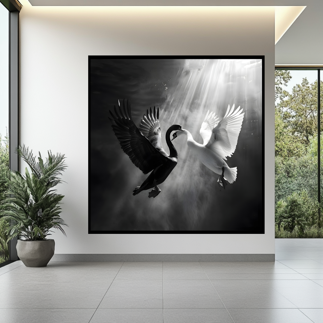 Abstract black and white animal portrait canvas print, 100x100cm, by My Store