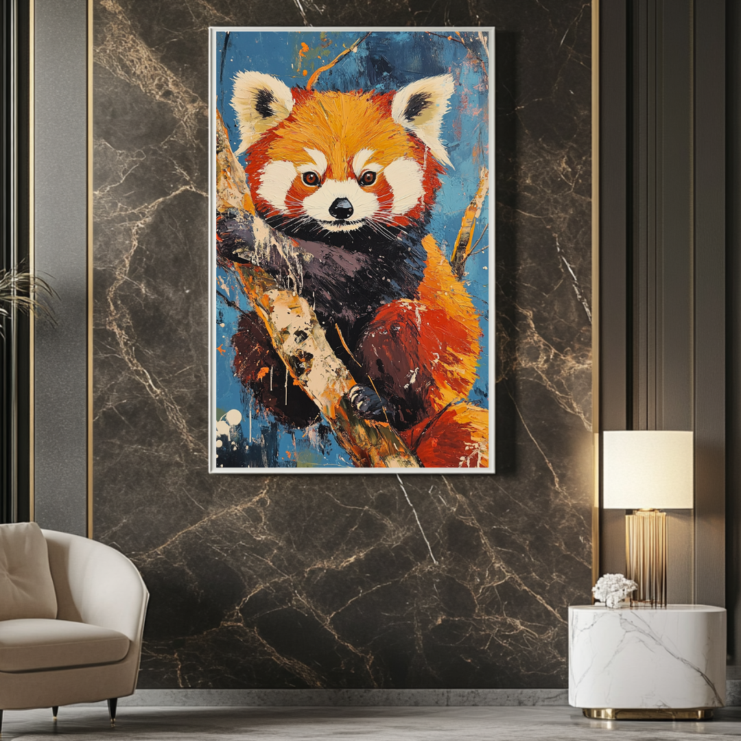 Red panda canvas print in vibrant colors, 100x130cm, by My Store, showcasing detailed wildlife art.