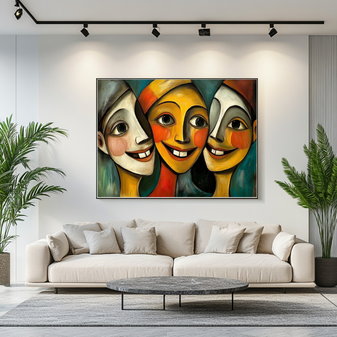 Abstract Tooth Fairy canvas print in vibrant colors, 130x93cm, by My Store, perfect art gift with certificate included.