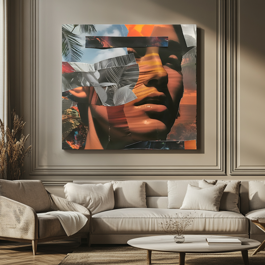 Abstract sunset reflections print in vibrant colors, 120 cm x 120 cm, by My Store