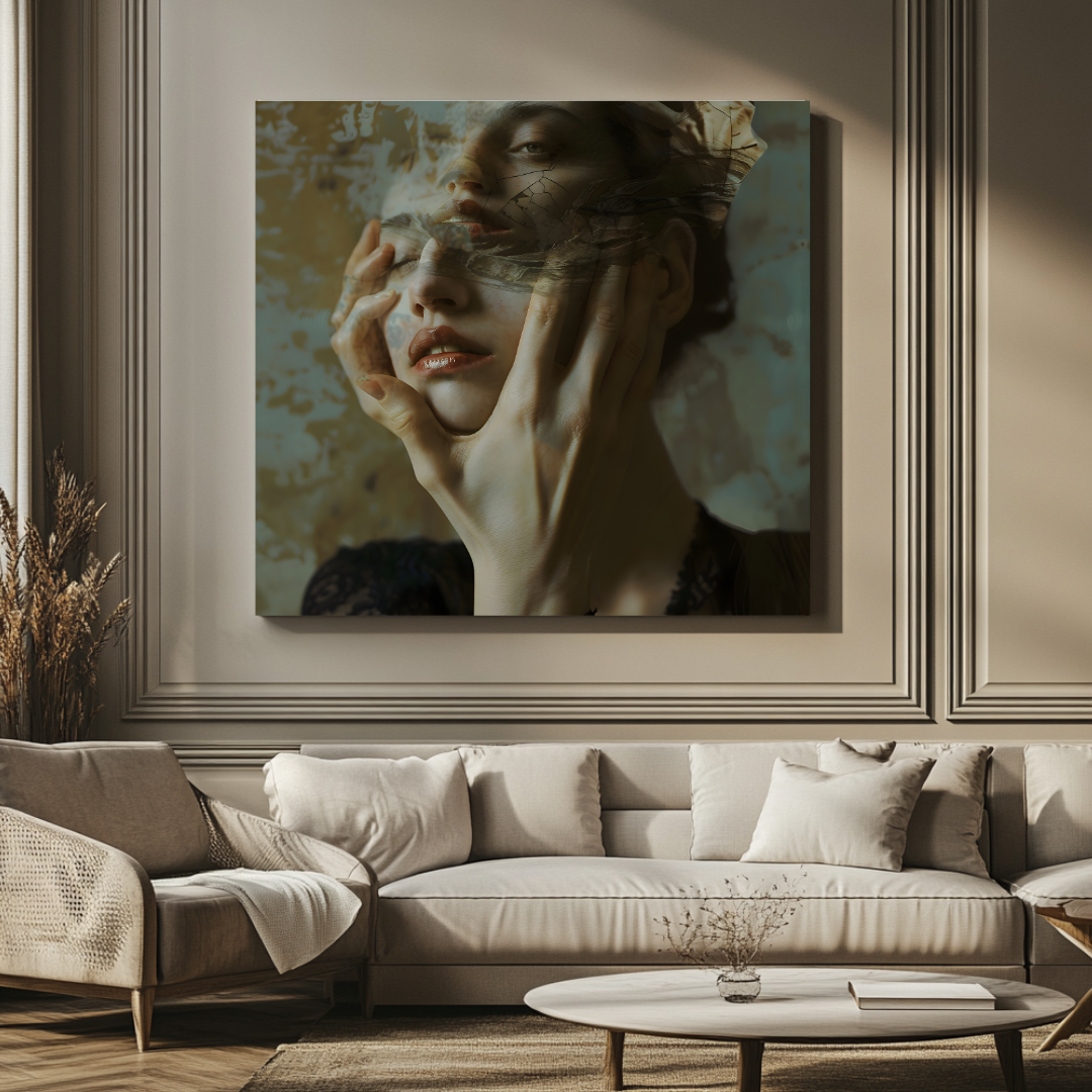 Dreamlike contemporary art print 'Veil of Emotions' by My Store, 120 cm x 120 cm, featuring vibrant colors and emotional the