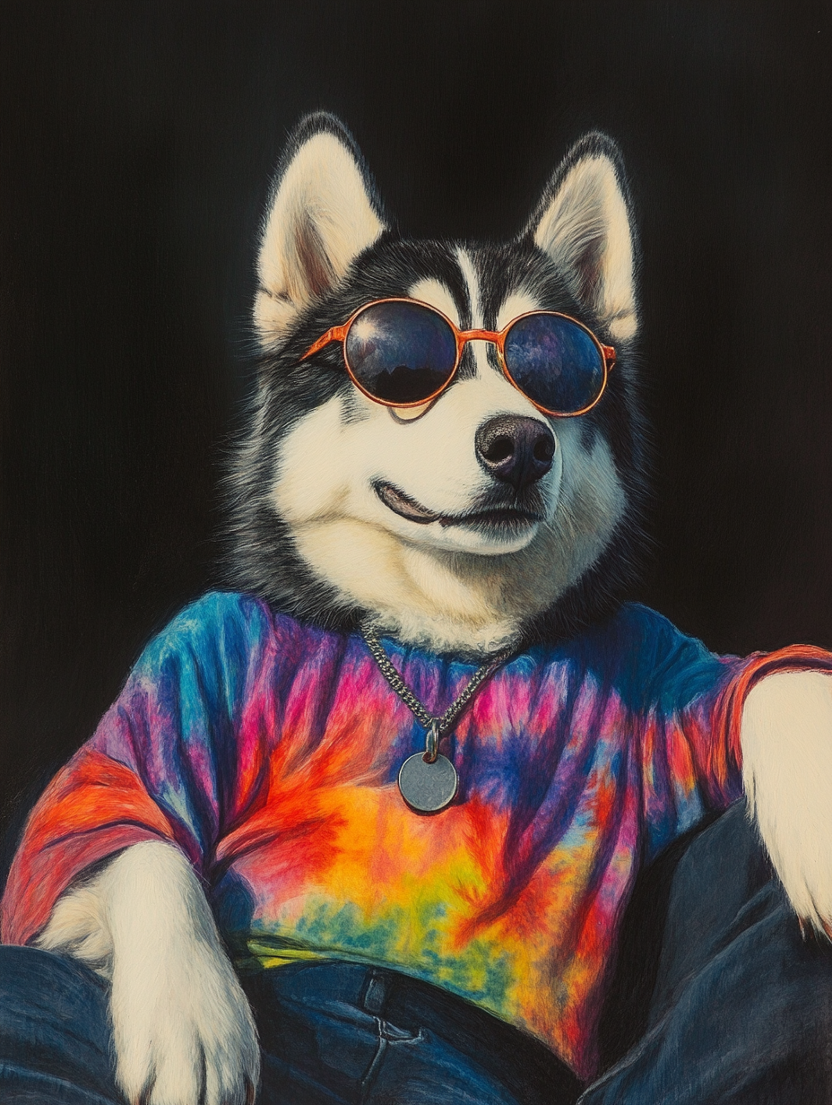 Colorful ice surfer digital art print on canvas featuring an anthropomorphic animal, 90x120cm, by My Store.