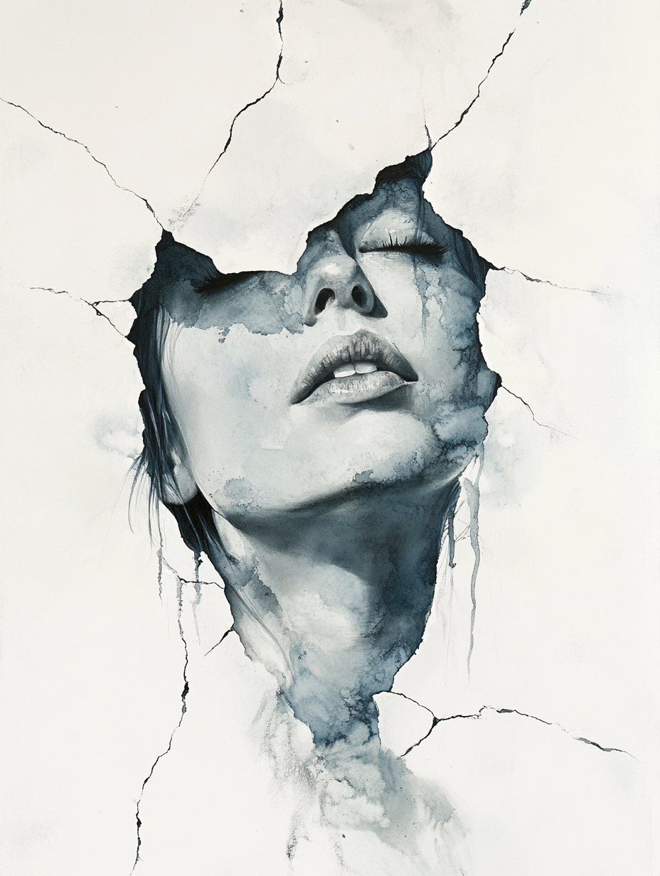 Large abstract marble lady canvas print in soft tones, 90x120cm by My Store, ideal for bedroom decor.