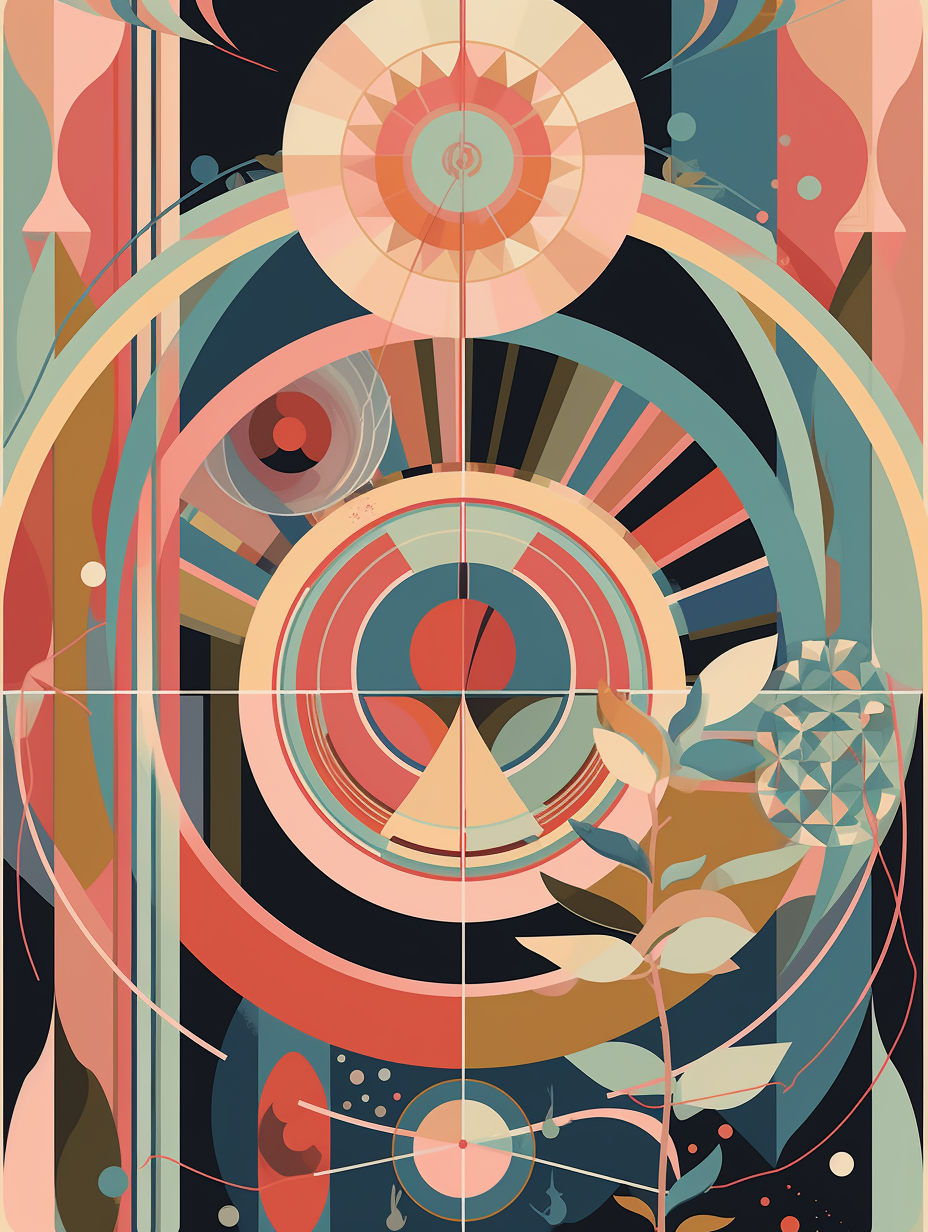 Floral geometric canvas art print in vibrant colors, 100x150cm, by My Store, featuring cosmic botanical design.
