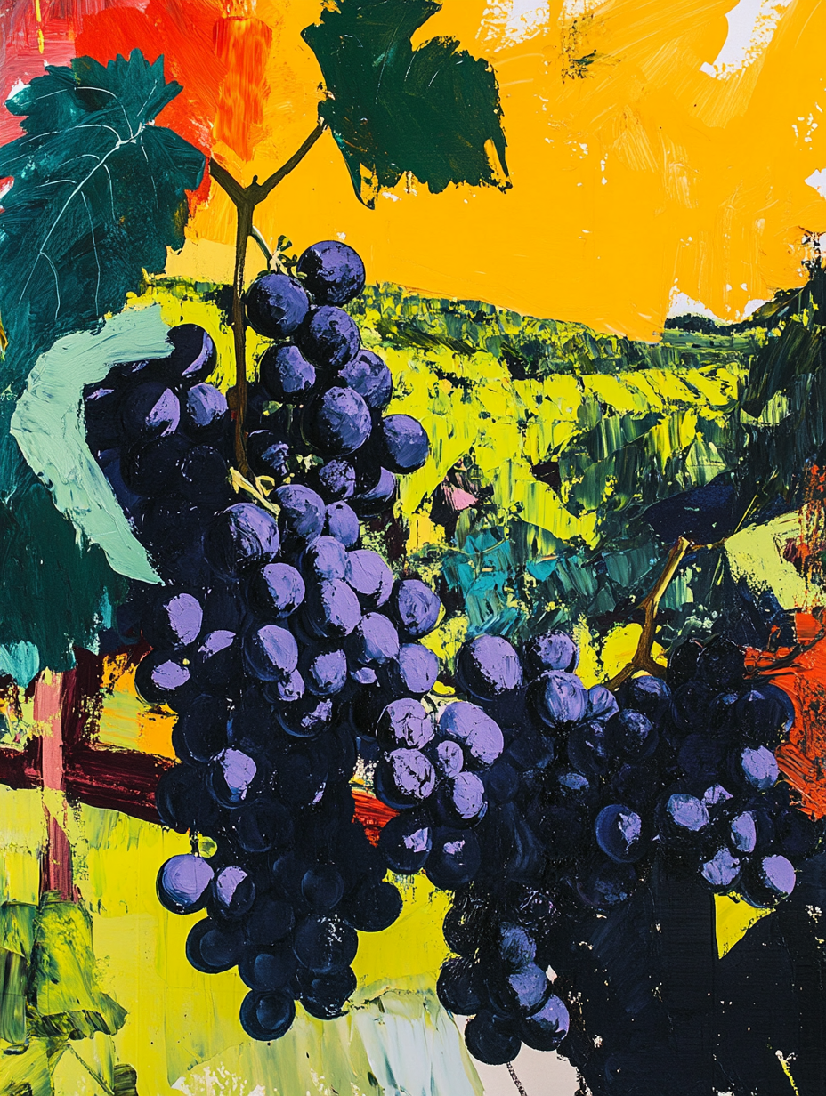 Grapes Canvas Print - Digital Art Giclée Wall Decor 90x120cm