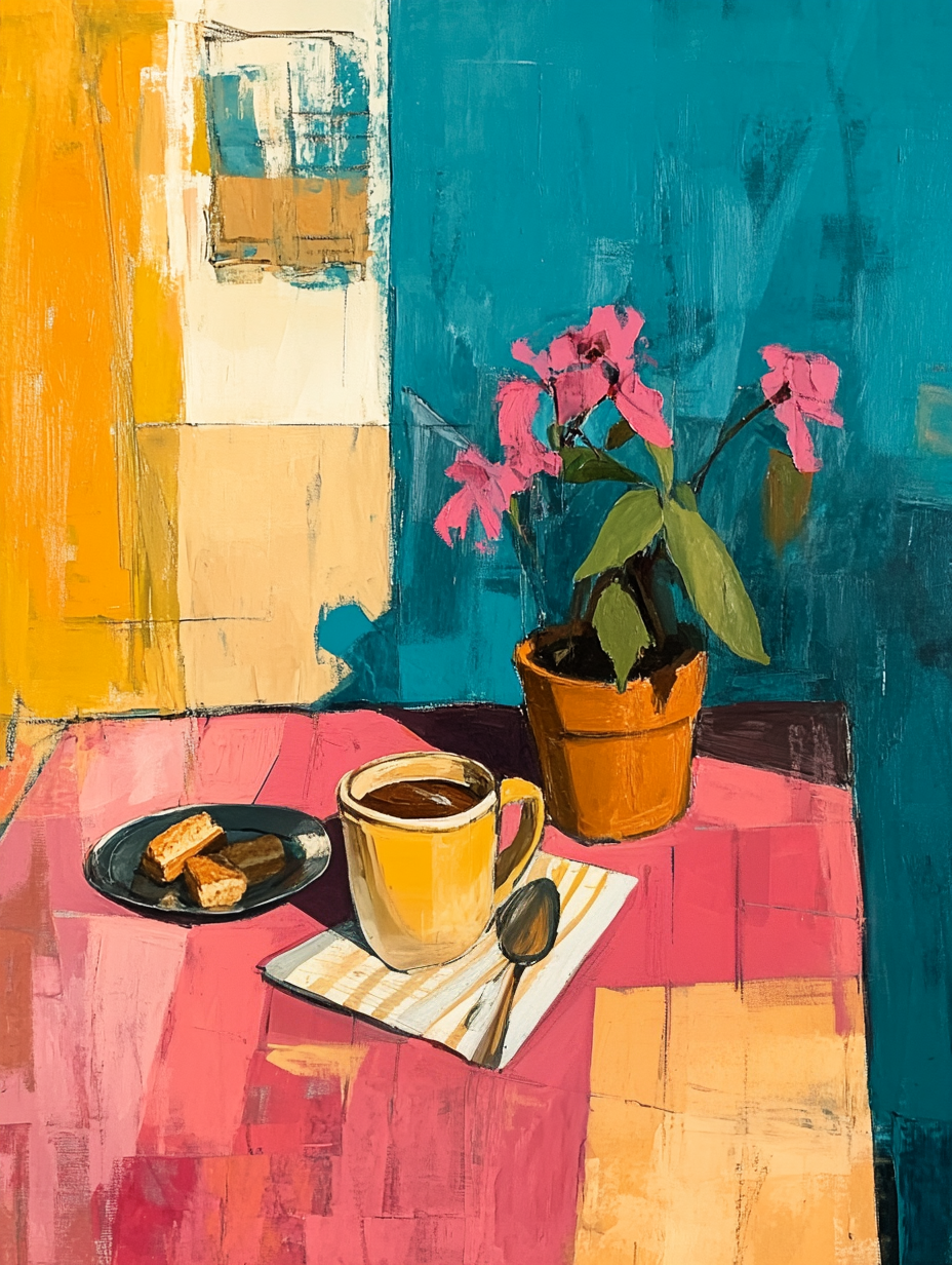 Coffee In A Rush Digital Art Print | Modern Canvas Wall Art 90x120cm