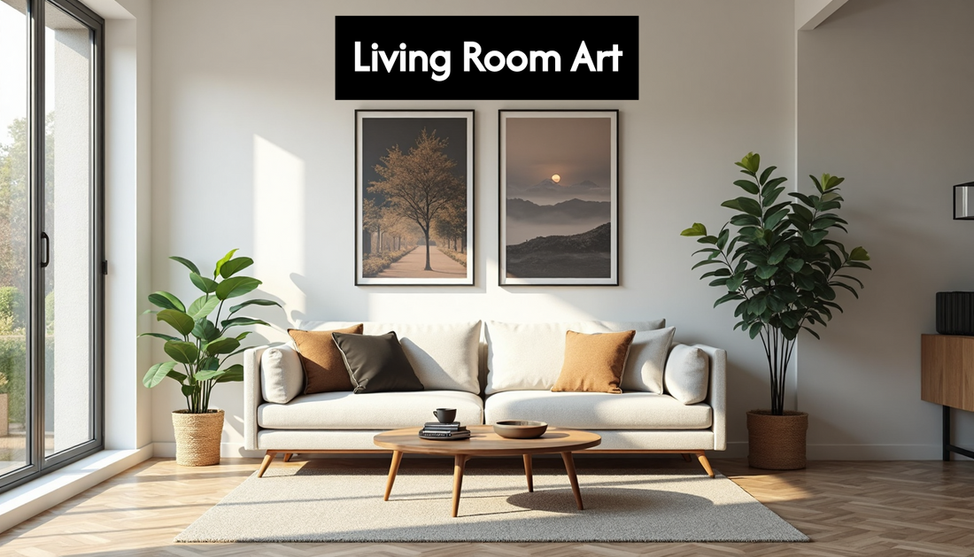 Modern living room with wall art display
