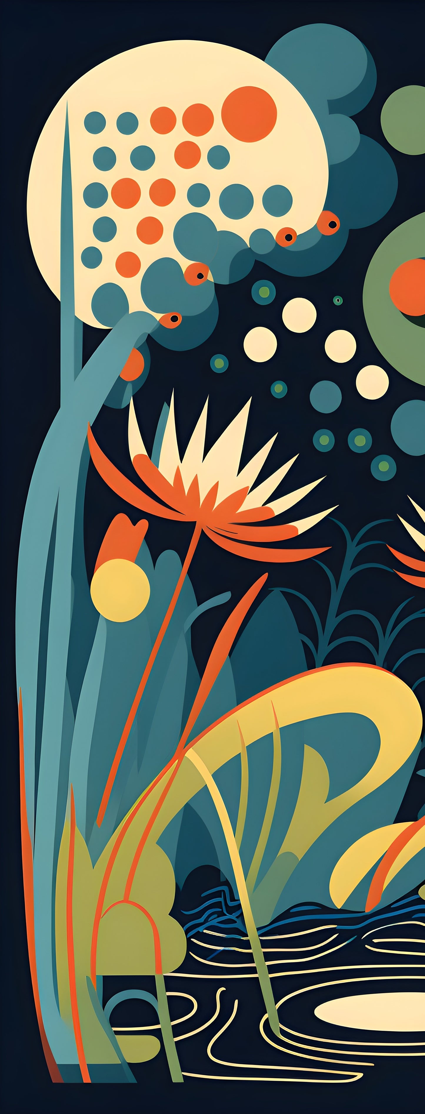 Moonlit botanical canvas art print in calming colors, 120x160cm, by My Store for bedroom decor.