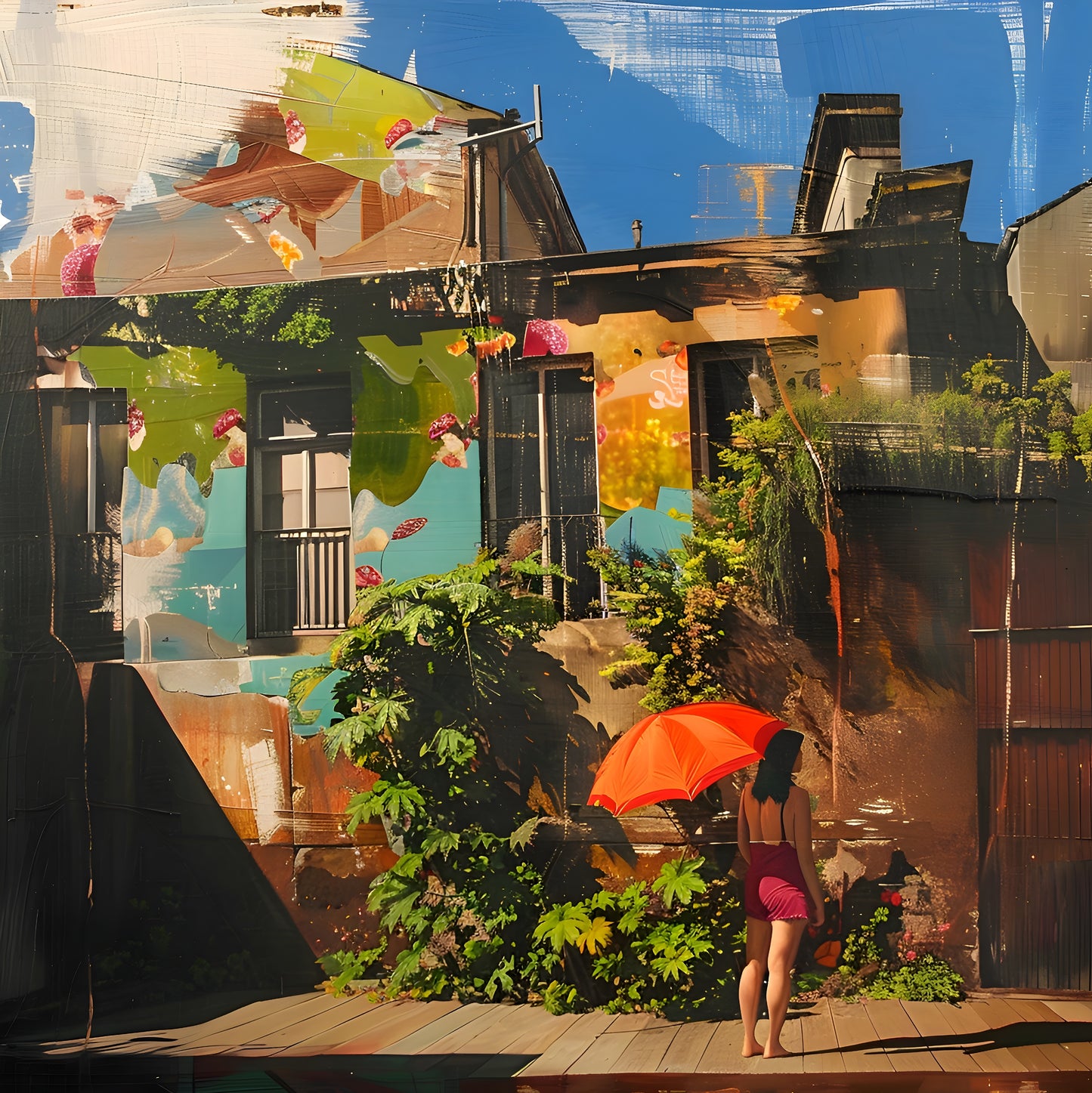 The Red Umbrella, 120 cm x 120 cm (47.2" x 47.2")