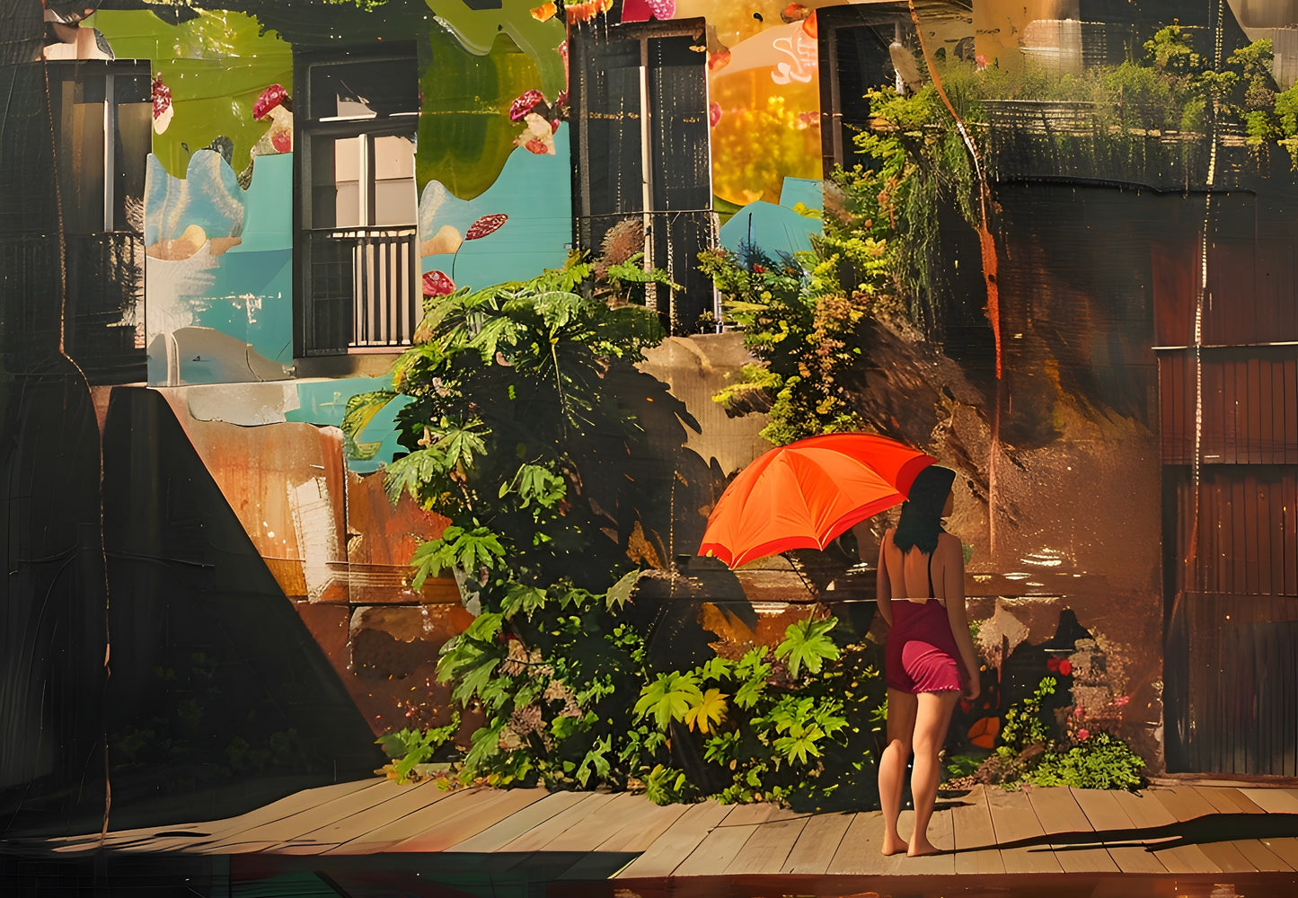 The Red Umbrella, 120 cm x 120 cm (47.2" x 47.2")