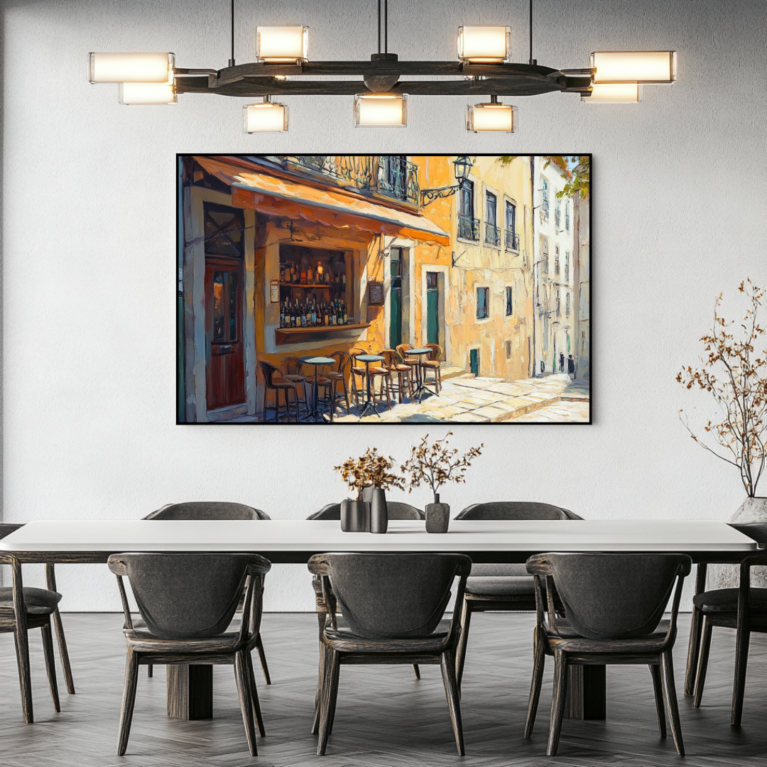 Coffee Break canvas art print featuring vibrant café scene, 130x93cm by My Store
