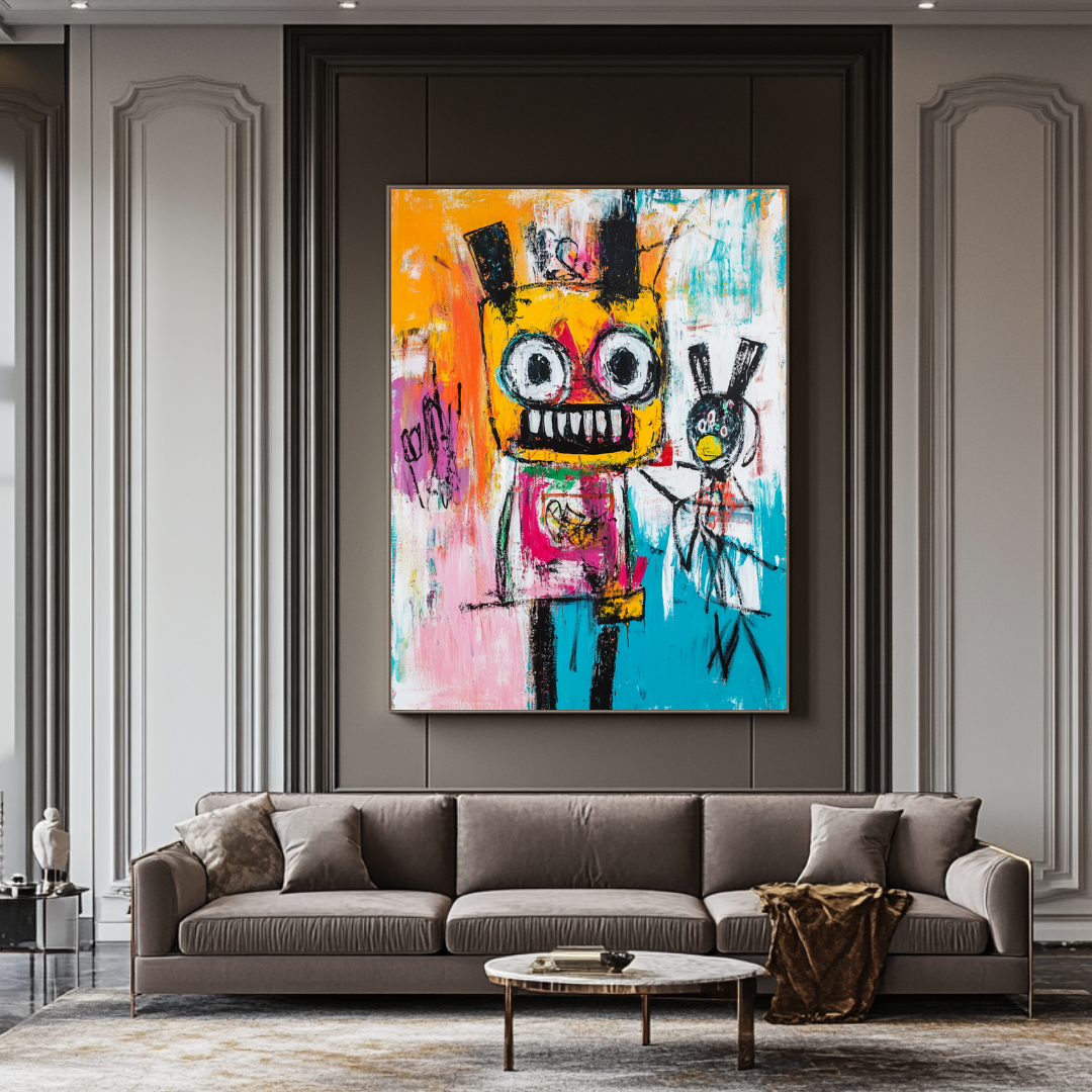 Chalk drawing digital art print on canvas, black and white, 90x120cm, by My Store, ideal for bedroom decor.