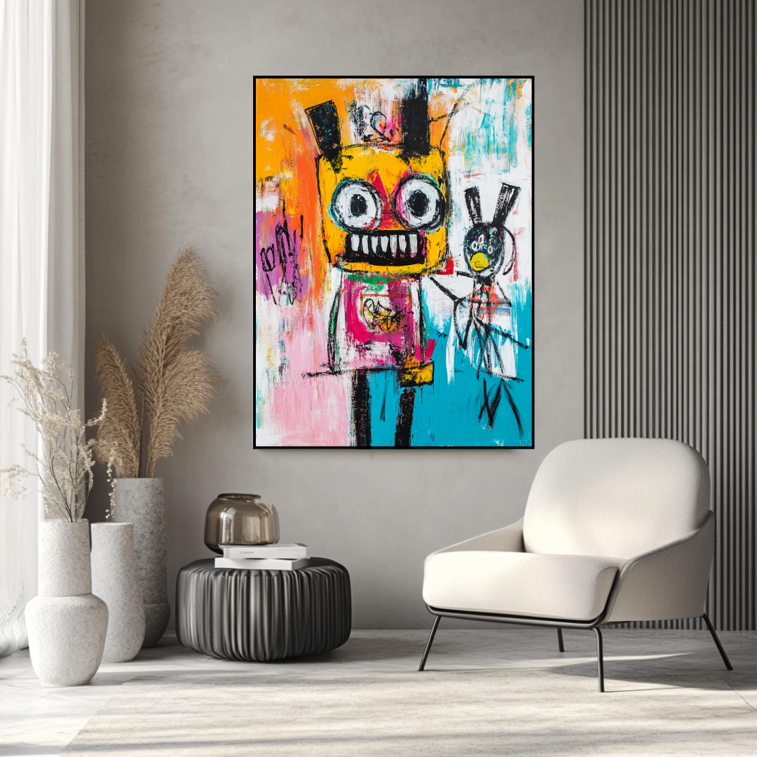 Chalk drawing digital art print on canvas, black and white, 90x120cm by My Store, ideal for bedroom decor.