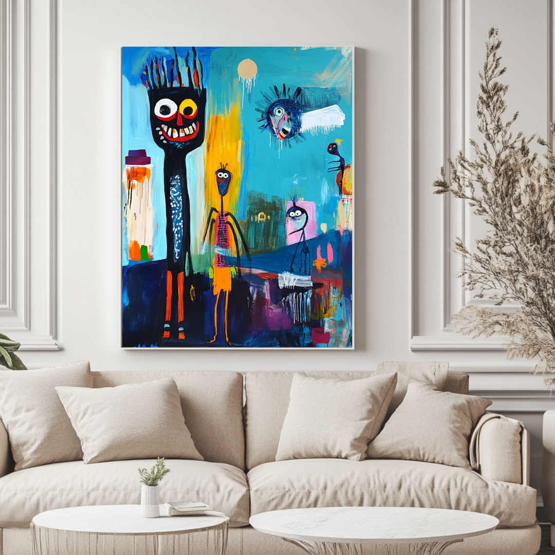 Colorful canvas wall art print featuring best friends, 90x120cm, by My Store
