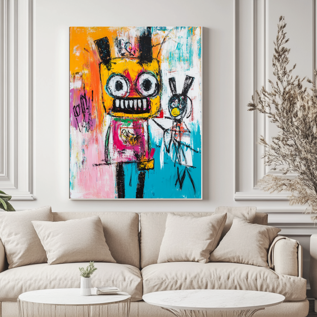 Chalk drawing digital art print on canvas, black and white, 90x120cm, by My Store, ideal for bedroom wall decor.