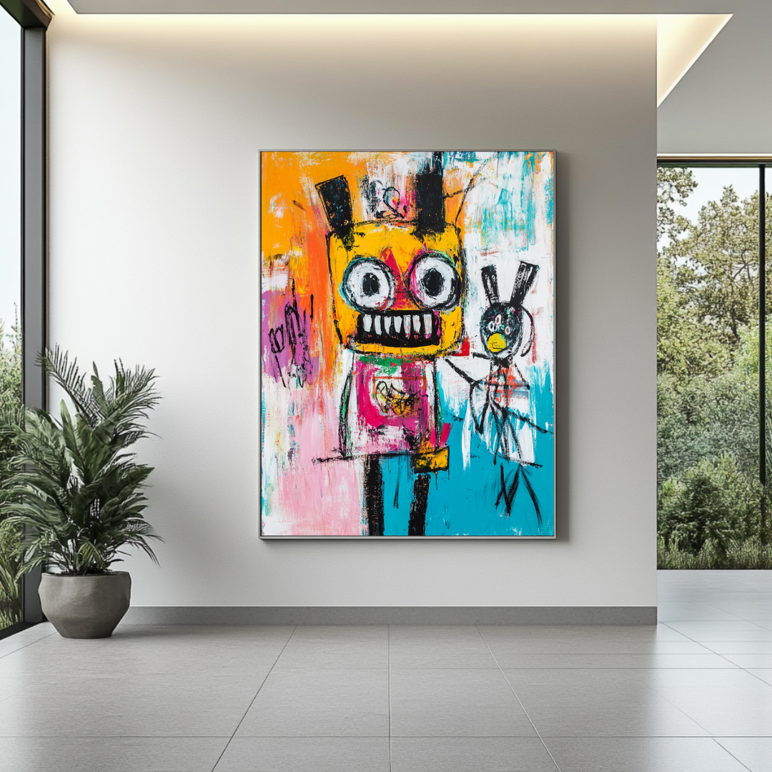 Chalk drawing digital art print on canvas, black and white, 90x120cm by My Store, ideal for bedroom decor.
