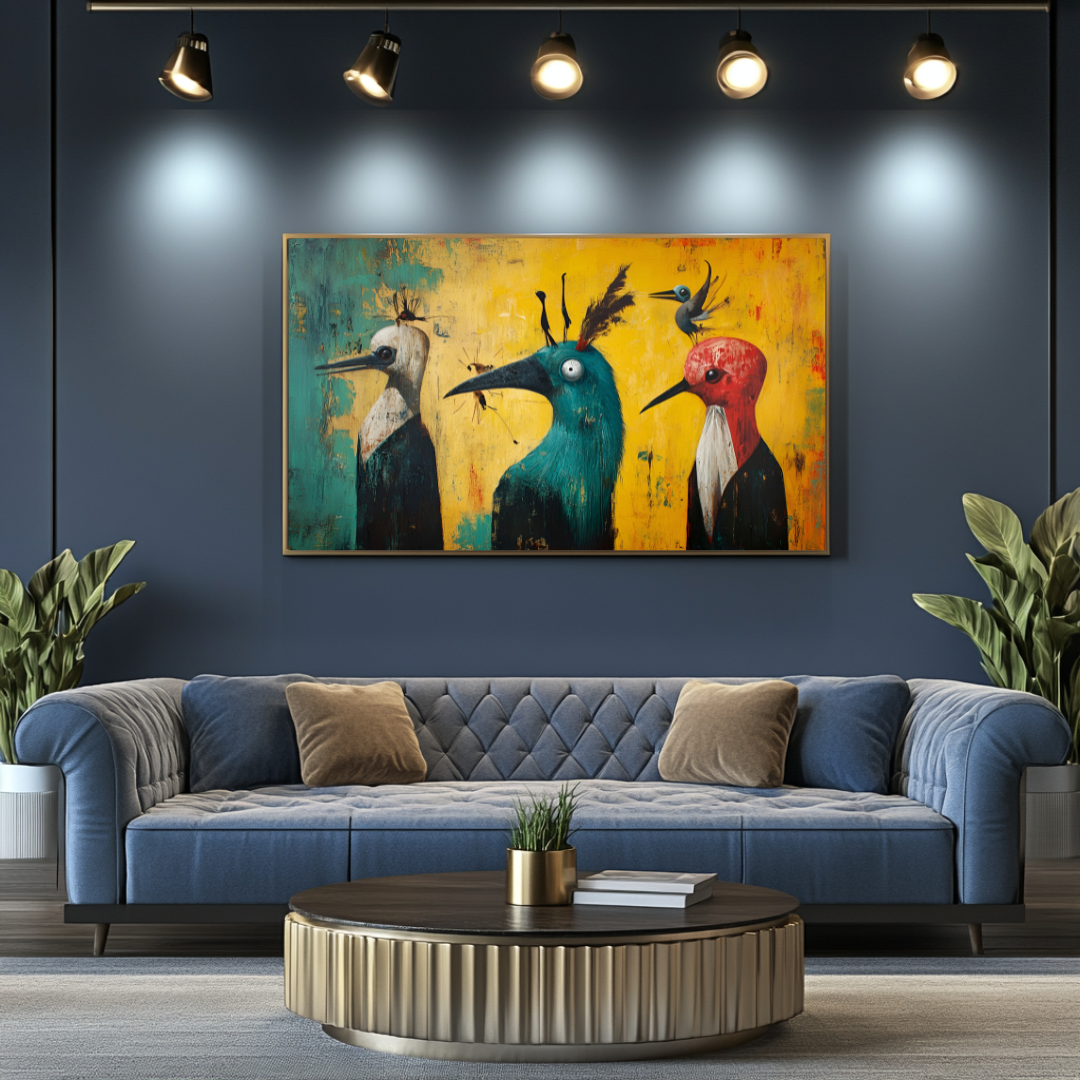 Modern art print 'Trinidad' by My Store, inspired by famous artwork, featuring vibrant colors and abstract design.