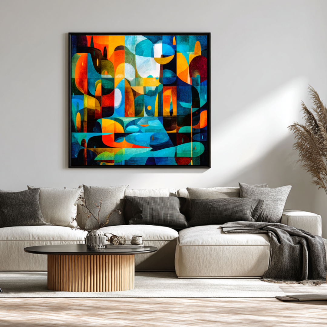 Rainy Night - Digital Art Canvas Print - 120x120cm