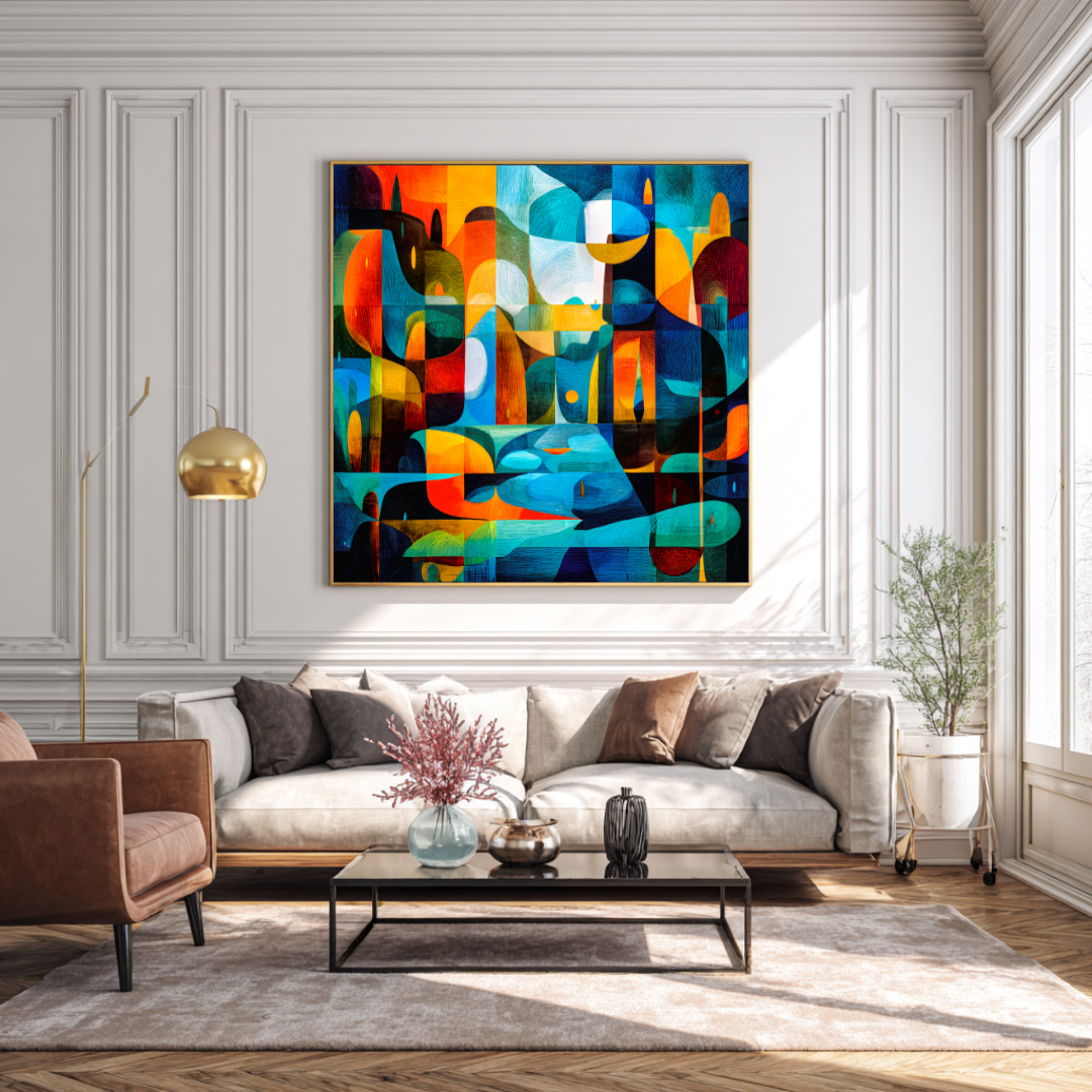 Rainy Night - Digital Art Canvas Print - 120x120cm