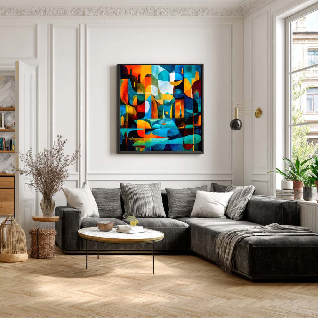 Rainy Night - Digital Art Canvas Print - 120x120cm