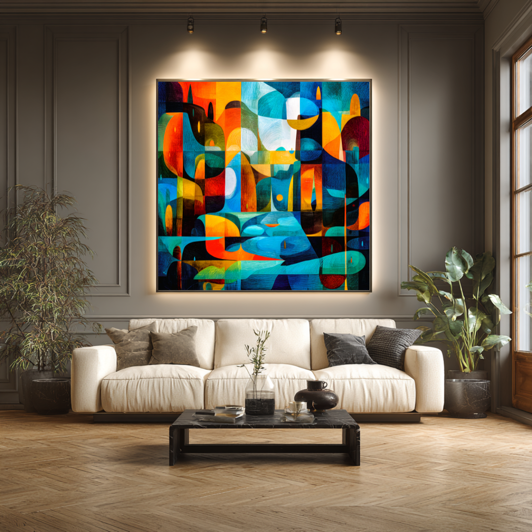 Rainy Night - Digital Art Canvas Print - 120x120cm