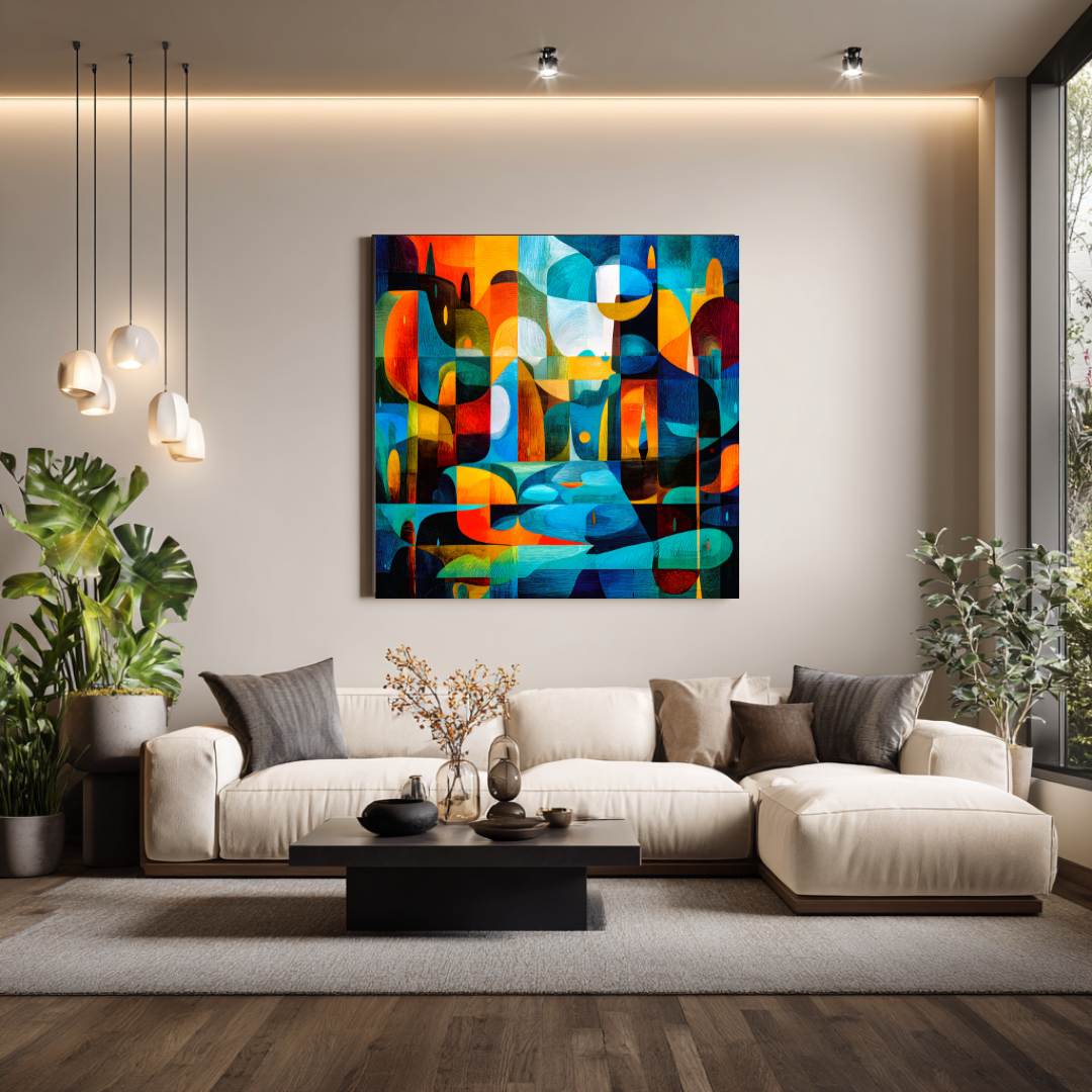 Rainy Night - Digital Art Canvas Print - 120x120cm
