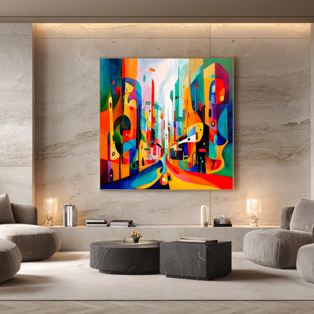 Streets of Color - Digital Art Canvas Print - 120x120cm