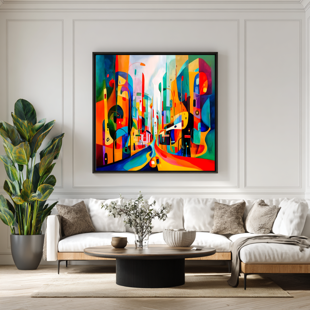 Streets of Color - Digital Art Canvas Print - 120x120cm